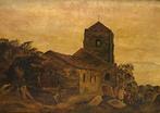 Europese school (XIX) - Paesaggio con chiesa e cimitero