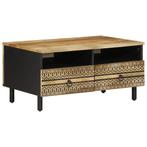 vidaXL Salontafel 80x54x40 cm massief ruw mangohout zwart, Verzenden, Nieuw, Overige houtsoorten, 50 tot 100 cm