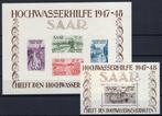 Saargebied 1948 - Hochwasser-Blockpaar gecontroleerd -, Gestempeld