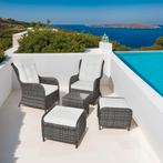 Wicker loungeset Benissa 2+2 met aluminium frame - grijs, Verzenden, Nieuw