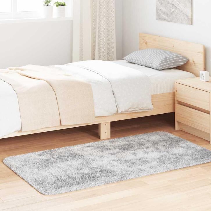 vidaXL Hoogpolig vloerkleed NAVARRA 80x150 cm polyester, Huis en Inrichting, Stoffering | Tapijten en Kleden, Grijs, Nieuw, Verzenden