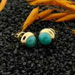 Gouden oorstekers met turquoise (subtiele oorstekers), Sieraden, Tassen en Uiterlijk, Oorbellen, Gebruikt, Overige kleuren, Ophalen of Verzenden