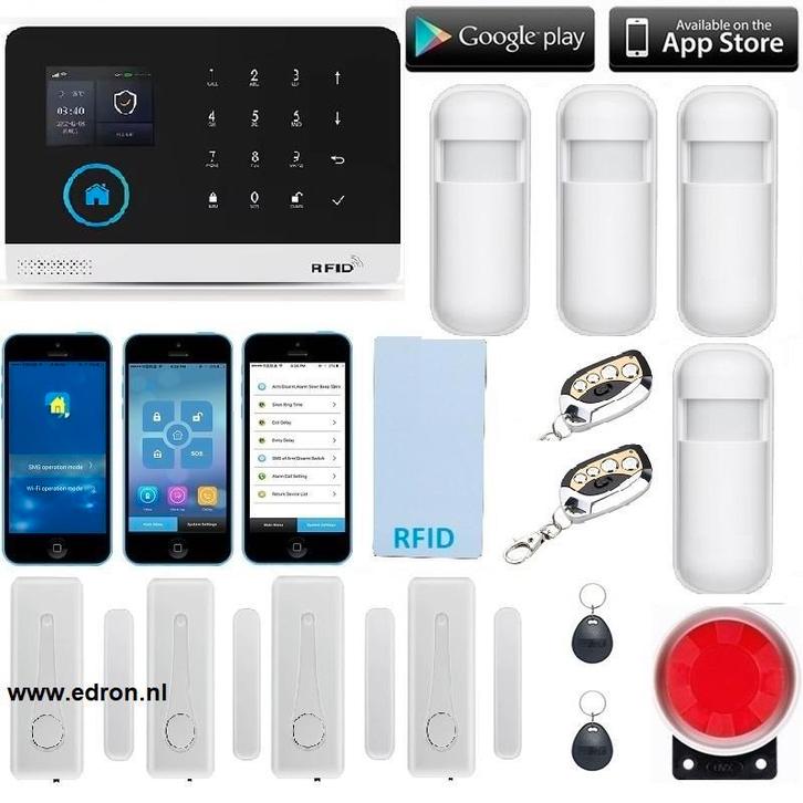 NIEUW draadloos professioneel 4G alarmsysteem WIFI met RFID, Doe-het-zelf en Verbouw, Alarmsystemen, Compleet systeem, Nieuw, Draadloos