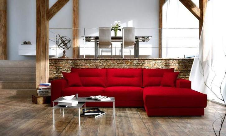 Loungebank Venray - loungebanken - Rood, Huis en Inrichting, Banken | Sofa's en Chaises Longues, Nieuw, Stof