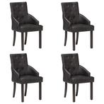 vidaXL Eetkamerstoelen 4 st echt geitenleer zwart, Huis en Inrichting, Stoelen, Verzenden, Nieuw, Zwart