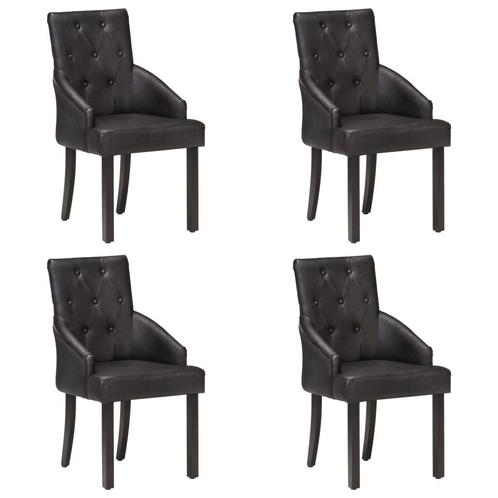 vidaXL Eetkamerstoelen 4 st echt geitenleer zwart, Huis en Inrichting, Stoelen, Zwart, Nieuw, Verzenden