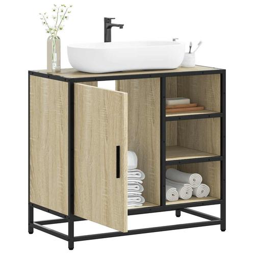 vidaXL Wastafelkast 65x33x60 cm bewerkt hout sonoma, Huis en Inrichting, Badkamer | Badkamermeubels, Nieuw, Minder dan 100 cm