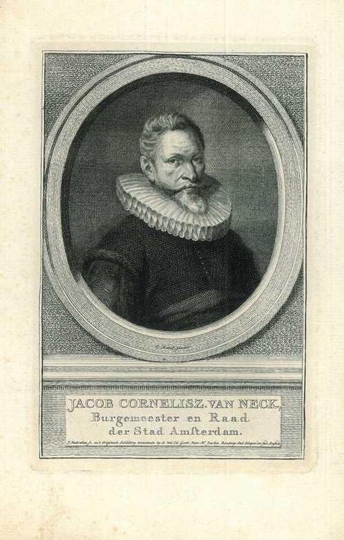Portrait of Jacob Corneliszoon van Neck, Antiek en Kunst, Kunst | Etsen en Gravures