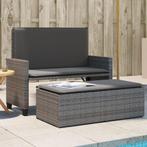 vidaXL Tuinbank met kussens en voetenbank poly rattan grijs, Tuin en Terras, Verzenden, Nieuw, Rotan