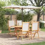 vidaXL Tuin Eetset Vouw 5 pcs Crèmewit Massief acaciahout, Verzenden, Nieuw