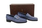 STEFANO RICCI RRP 4800€ Loafers – Indigo Blue 100% Alligator, Nieuw
