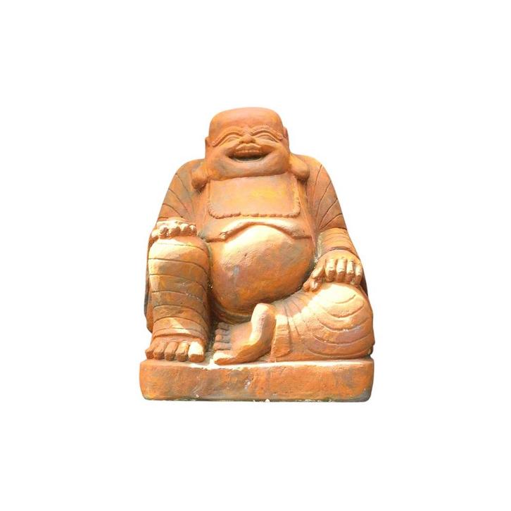 Boeddha - stenen beeld - 80 cm - lachend - oxide kleur, Huis en Inrichting, Woonaccessoires | Boeddhabeelden, Ophalen of Verzenden