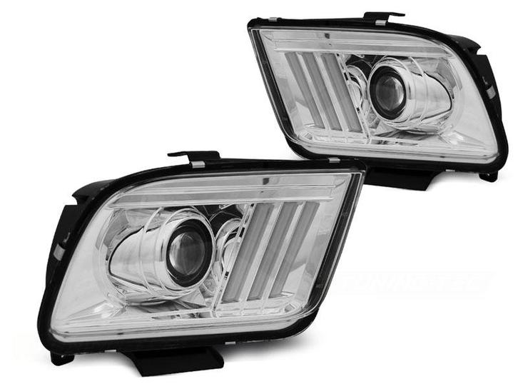 Koplampen | Ford | Mustang 2004-2009 | LED | Tube Light chro, Auto-onderdelen, Verlichting, Nieuw, Verzenden