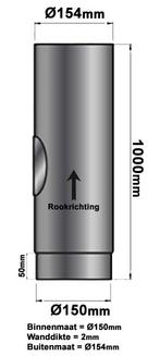 Kachelpijp enkelwandig met luik L:1m Ø150mm, Huis en Inrichting, Ophalen of Verzenden, Nieuw, Hout, Vrijstaand