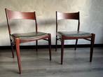 Stoel - Teak, Leder - Twee stoelen, Antiek en Kunst