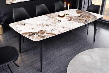 Eettafel MILANO 160cm wit Pandora keramiek zwart metalen beschikbaar voor biedingen