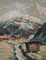 Hans Wulz (1909-1985) - Chalets in the front of mount group, Antiek en Kunst, Kunst | Schilderijen | Klassiek