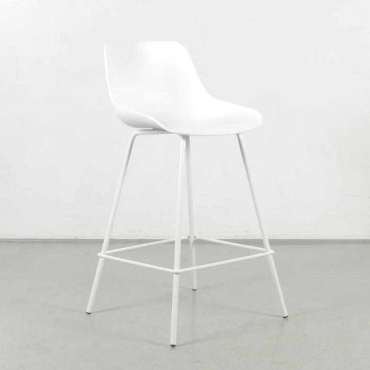 Barkruk Lund, wit, 4-poot onderstel, Huis en Inrichting, Stoelen, Ophalen of Verzenden