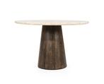 Eettafel Aikin Rond Travertin 130 cm - Beige | Eleonora, Huis en Inrichting, Tafels | Eettafels, Ophalen of Verzenden, Nieuw