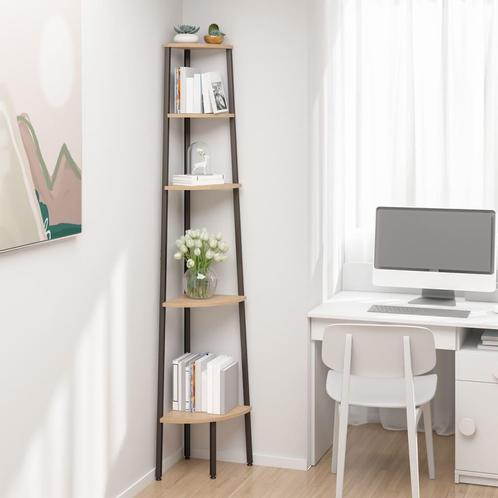 vidaXL Hoekkastje met 5 schappen 45,5x31,5x180 cm lichtbruin, Huis en Inrichting, Kasten | Boekenkasten, 25 tot 50 cm, Nieuw, Overige houtsoorten