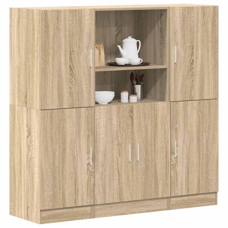 vidaXL 3-delige Keukenkastenset bewerkt hout sonoma, Huis en Inrichting, Woonaccessoires | Wandplanken en Boekenplanken, Nieuw