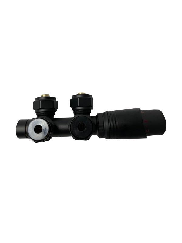 Thermostatisch onderblok haaks mat-zwart (AANVOER LINKS), Doe-het-zelf en Verbouw, Verwarming en Radiatoren, Radiator, Nieuw, Hoog rendement (Hr)