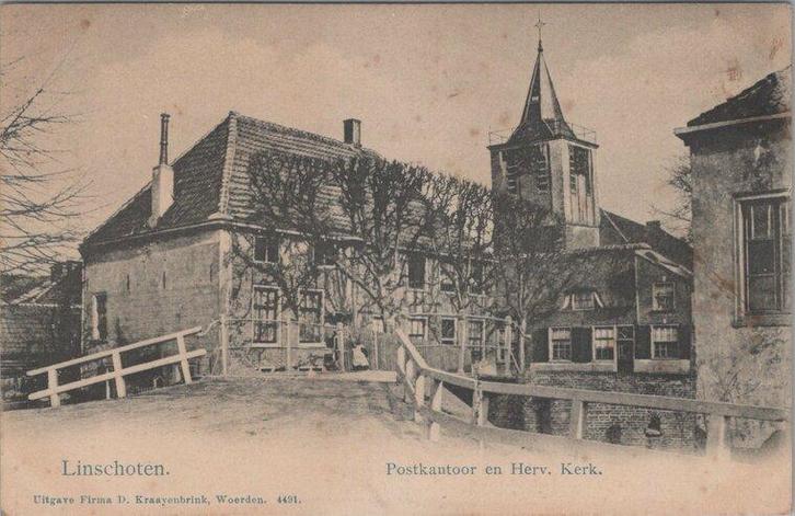 LINSCHOTEN - Postkantoor en Herv. Kerk, Verzamelen, Ansichtkaarten | Nederland, Verzenden
