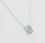 Halsketting - 14 karaat Witgoud - 0.77ct. tw. Smaragd -, Nieuw