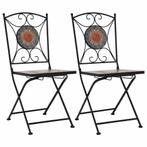 vidaXL Bistrostoelen mozaïek 2 st oranje en grijs, Tuin en Terras, Verzenden, Nieuw
