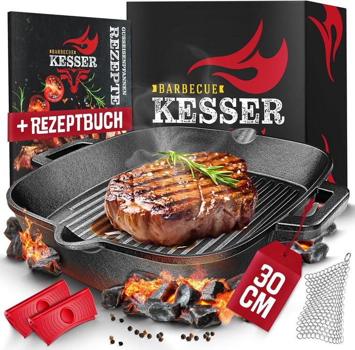 KESSER® Gietijzeren grillpan - Braadpan - Inductie - 30cm -, Witgoed en Apparatuur, Overige Witgoed en Apparatuur, Nieuw, Verzenden