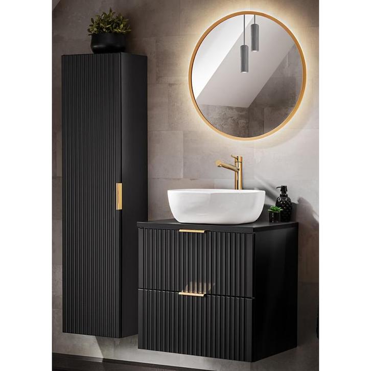 Badkamermeubel Polaris Uno Zwart 60CM (Badkamermeubels), Huis en Inrichting, Badkamer | Badkamermeubels, Nieuw, Ophalen of Verzenden