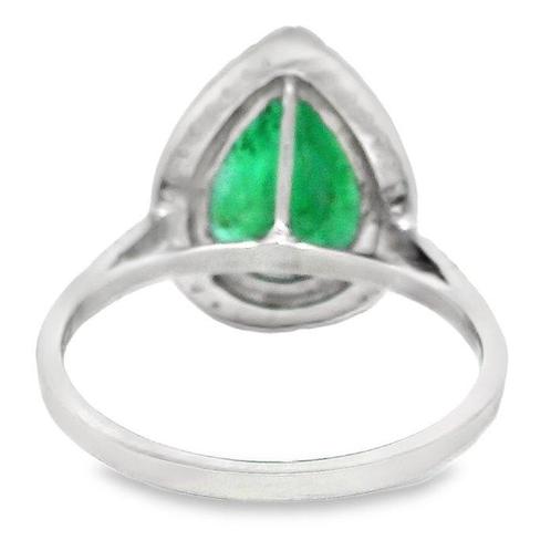 Ring Platina - 3.34ct. tw. Smaragd - Diamant - Diep Groen,, Sieraden, Tassen en Uiterlijk, Ringen