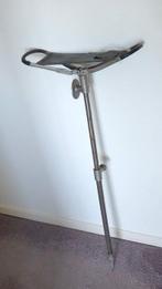 Wandelstok - Leder, Aluminium - met zitje, jachtstoeltje