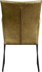 Olijfgroene leren industriële eetkamerstoel - Vintage Leer O, Huis en Inrichting, Stoelen, Overige kleuren, Nieuw, Leer, Ophalen of Verzenden