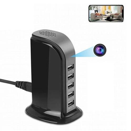 USB Laadstation Met Ingebouwde Beveiliging Camera 5-Port, Telecommunicatie, Mobiele telefoons | Telefoon-opladers, Nieuw, Verzenden