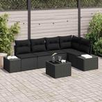 vidaXL 6-delige tuinsofa set met kussens - zwart poly rattan, Verzenden, Nieuw, Rotan