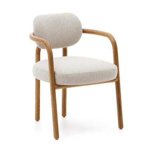 *WOONWINKEL* Kave Home Melqui Stoel Gebogen Eikenhout, Huis en Inrichting, Stoelen, Nieuw, Stof, Verzenden