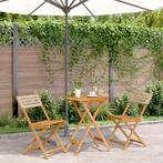 vidaXL 3-delige Bistroset poly rattan en massief hout beige, Tuin en Terras, Tuinsets en Loungesets, Verzenden, Nieuw, Hardhout