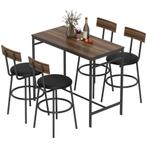 5-delige Bartafel Set Met 4 Stoelen, Industrieel Ontwerp, Vo, Huis en Inrichting, Tafels | Statafels, Verzenden, Nieuw