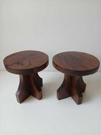 Plantentafel - Hout - Set van twee vintage plantentafeltjes, Antiek en Kunst