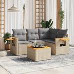 vidaXL 5-delige Loungeset met kussens poly rattan beige, Verzenden, Nieuw, Rotan, Loungeset