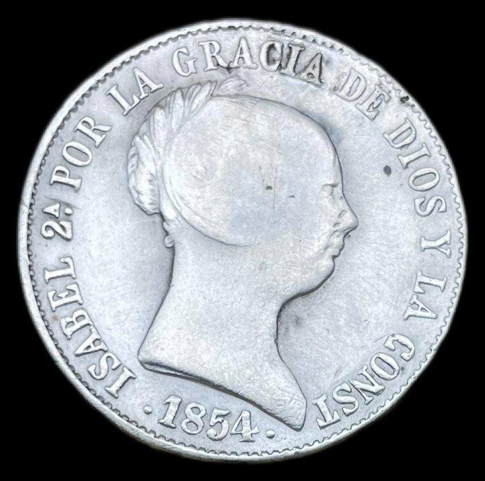 Spanje. Isabel II. 10 Reales 1854 - Sevilla, Postzegels en Munten, Munten | Europa | Niet-Euromunten