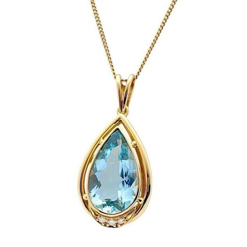 Hanger - 18 karaat Geel goud - 3.33ct. tw. Aquamarijn -, Sieraden, Tassen en Uiterlijk, Antieke sieraden