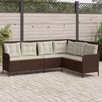 vidaXL Tuinbank met kussens L-vormig poly rattan bruin, Verzenden, Nieuw, Rotan
