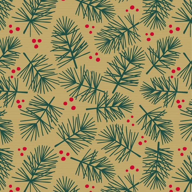 Inpakpapier Kerst Dennetakken - Breedte 50 cm - m lang -, Hobby en Vrije tijd, Knutselen, Overige typen, Nieuw, Ophalen of Verzenden