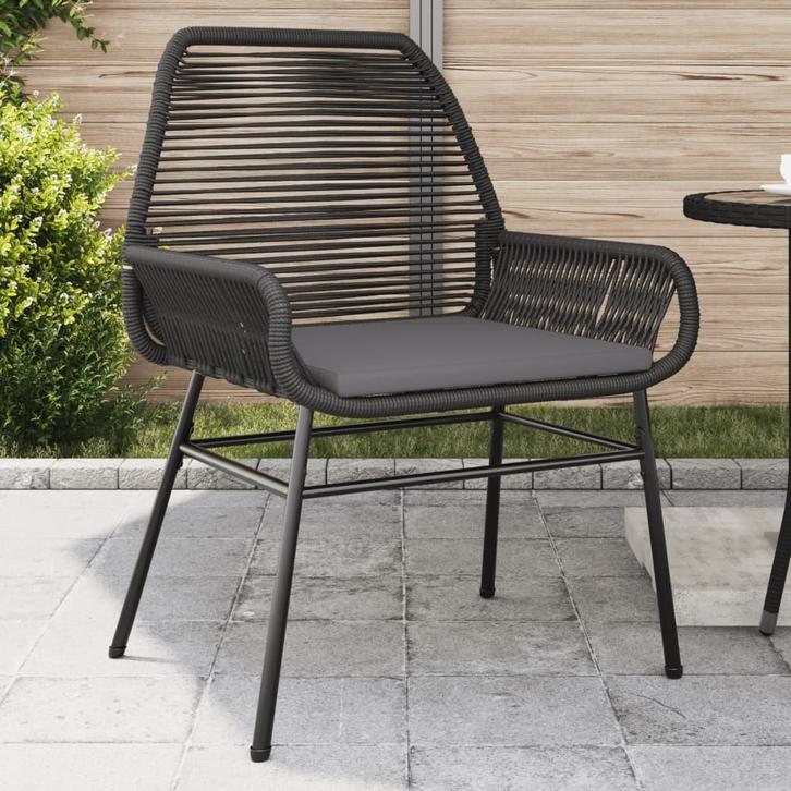 vidaXL Tuinstoelen 2 st met kussens poly rattan zwart, Tuin en Terras, Tuinstoelen, Nieuw, Rotan, Verzenden