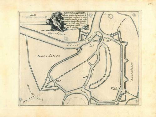 Stadsplattegrond van Dendermonde, Antiek en Kunst, Kunst | Etsen en Gravures