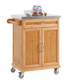 Bamboe Keukentrolley met RVS Blad, Lade en Kast – 90 cm, Huis en Inrichting, Verzenden, Nieuw