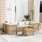 vidaXL 7-delige Loungeset met kussens poly rattan beige, Verzenden, Nieuw, Rotan, Loungeset