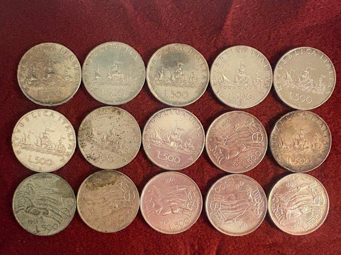 Italië. 500 Lire argento (15 monete) (Zonder Minimumprijs), Postzegels en Munten, Munten | Europa | Niet-Euromunten